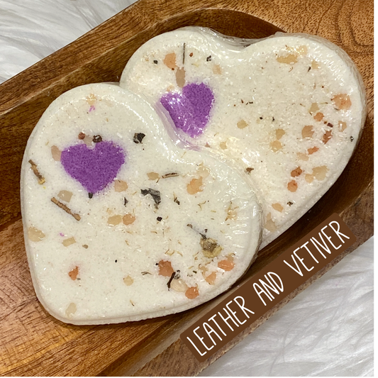 Heart Goat Milk Bath Bomb- Leather and Vetiver