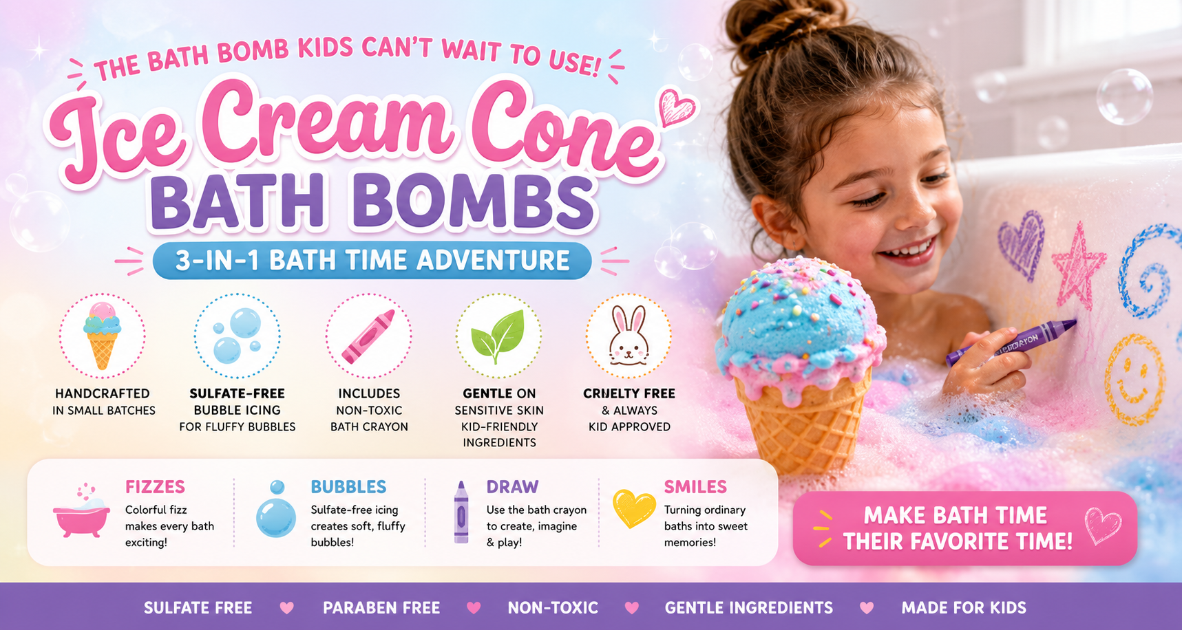 ice cream cone bath bomb banner