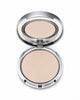 Compact powder in a silver case on a white background
