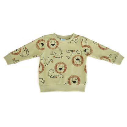 Children's sweater with lion pattern on a white background