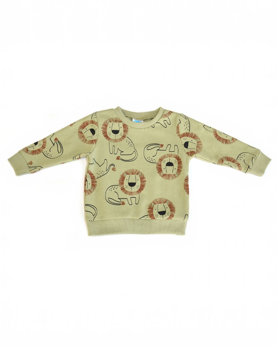 Children's sweater with lion pattern on a white background
