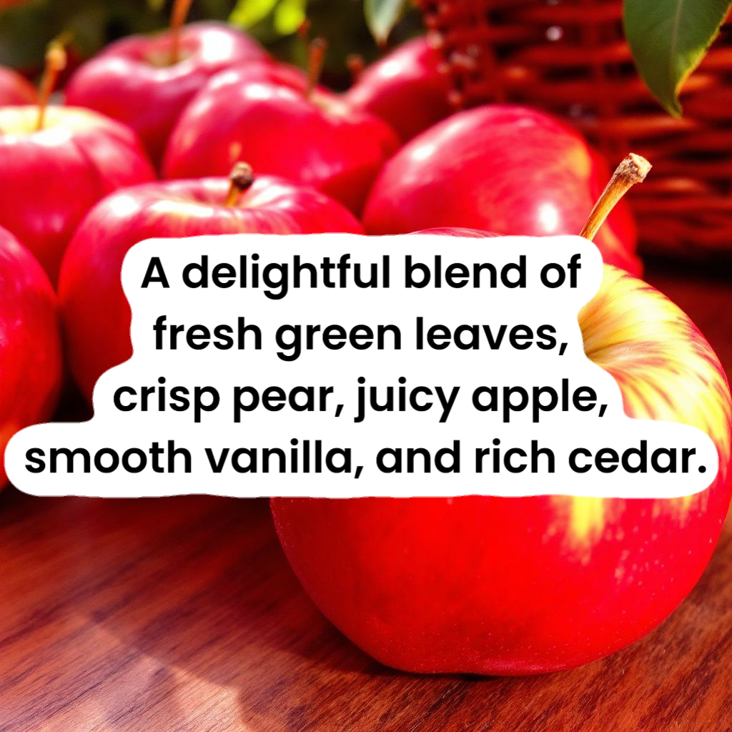 Red apples on a wooden surface with text overlay.