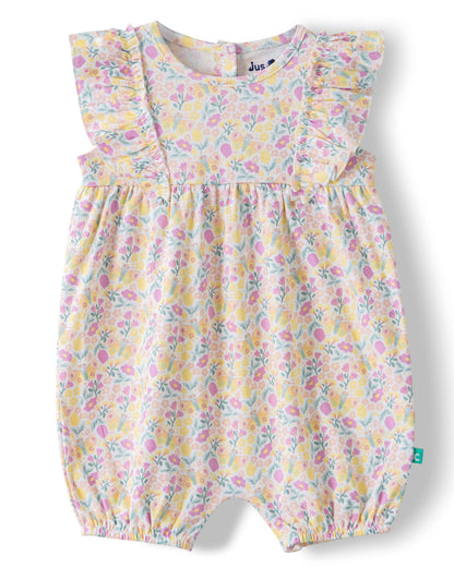 Floral baby romper on a white background