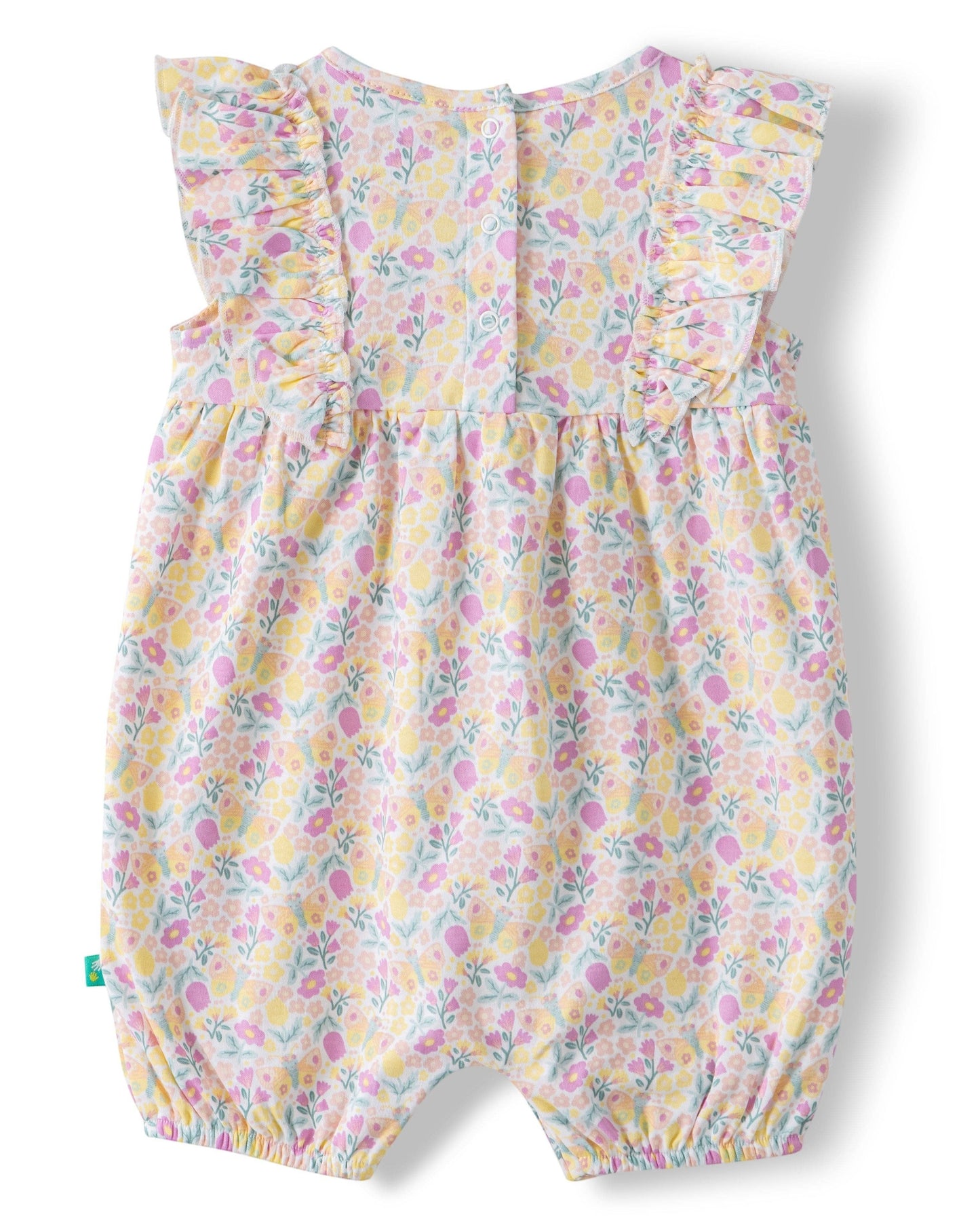 Floral baby romper on a white background