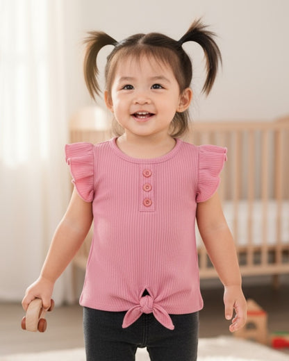 Light Pink Flutter Sleeve Top