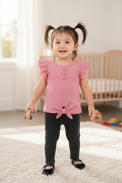 Light Pink Flutter Sleeve Top