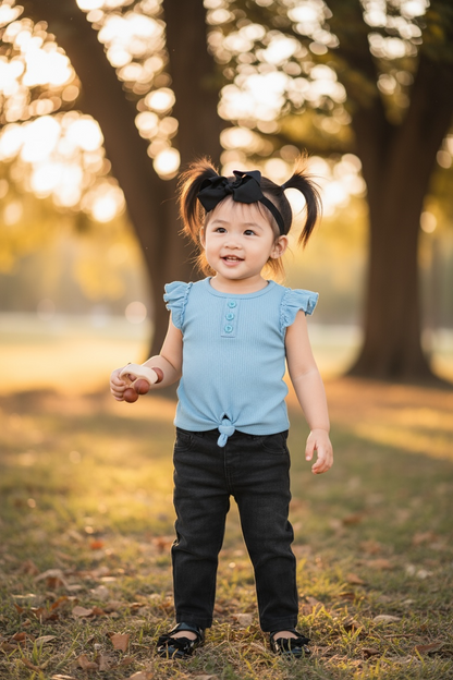 Light Blue Flutter Sleeve Top