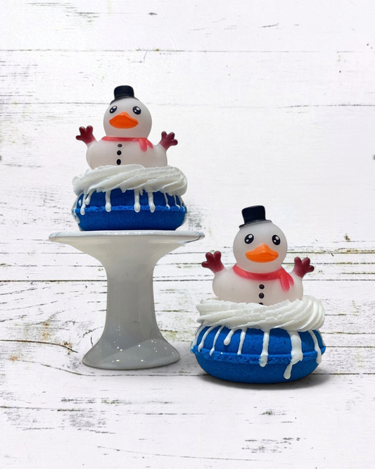 Calla Lily Cosmetics + CL kids blueberry scented snowman duckie donut bath bombs with white frosting detail