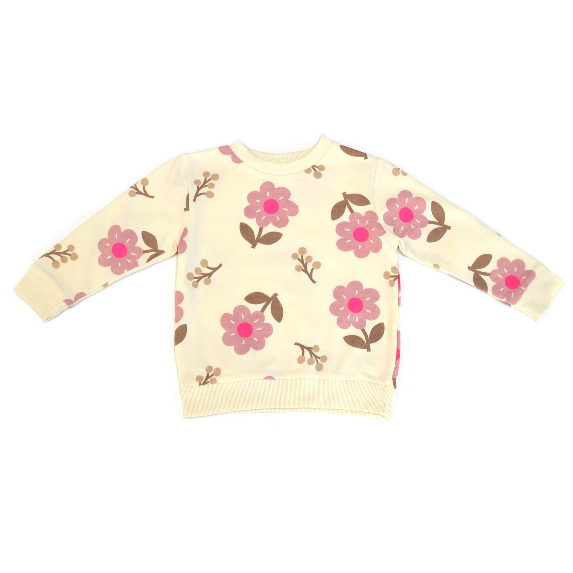 Floral patterned long-sleeve shirt on a white background