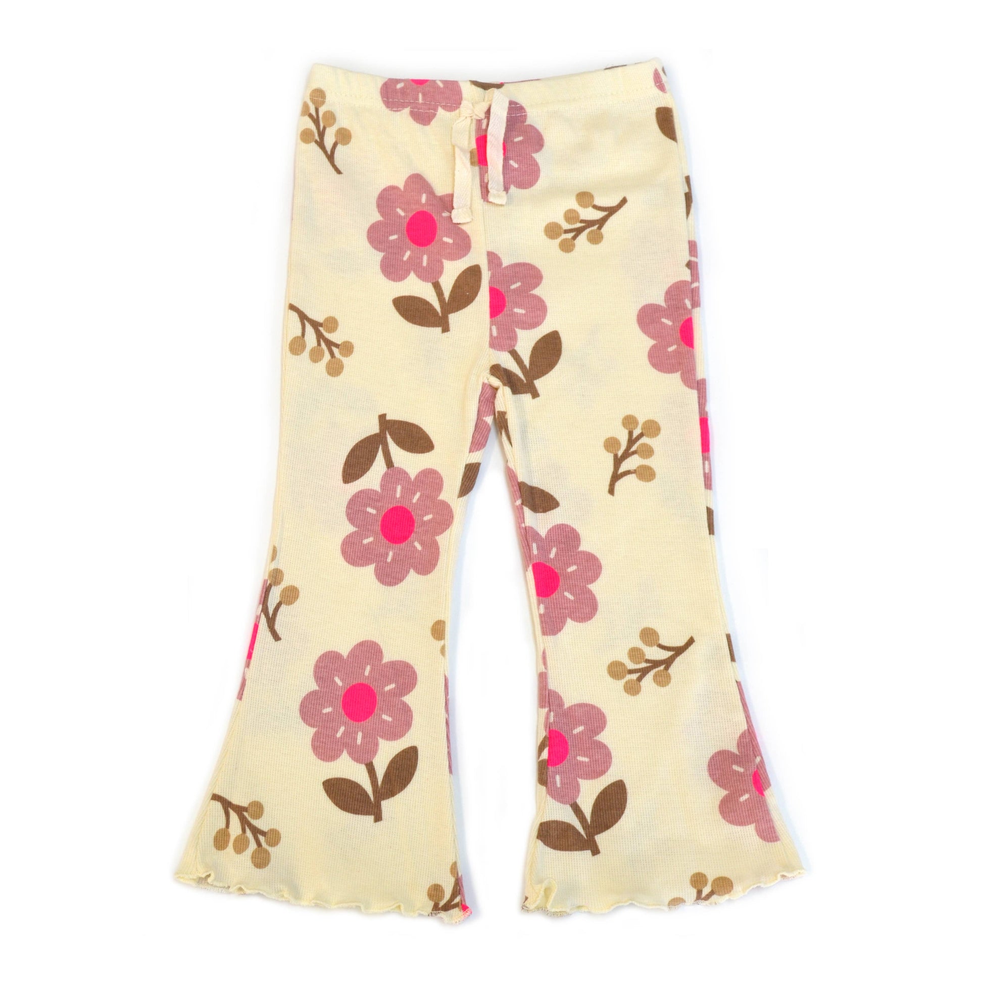 Floral-patterned pants on a white background