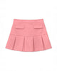 Pink pleated skirt with two pockets on a white background