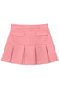 Pink pleated skirt with two pockets on a white background