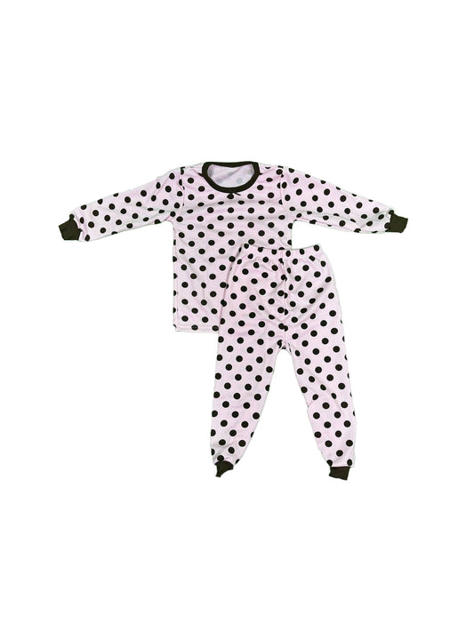 Polka dot pj set on a white background