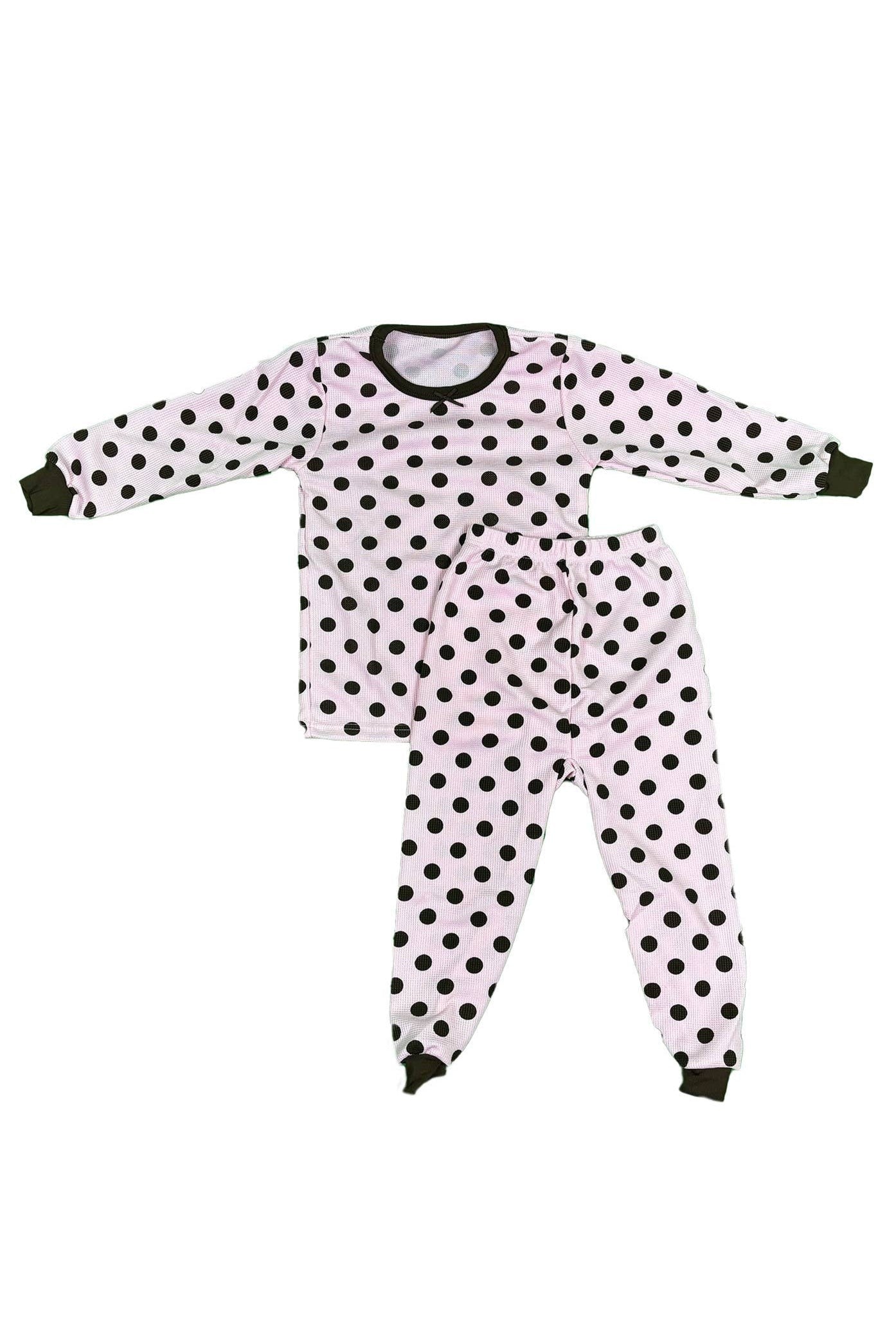 Polka dot pj set on a white background