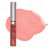 Lip gloss with a swatch of pink color on a white background