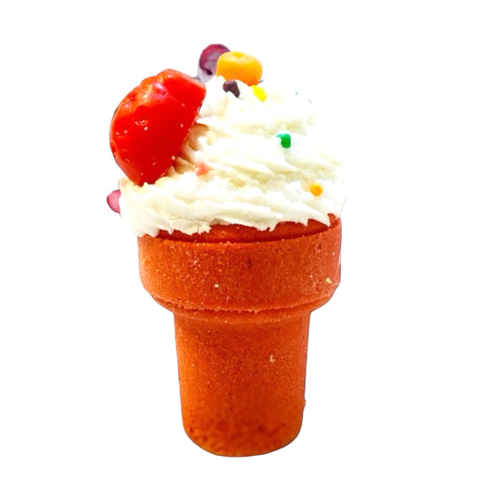 Ice Cream Cone Bath Bomb - Red Orange - Calla Lily Cosmetics + CL kids