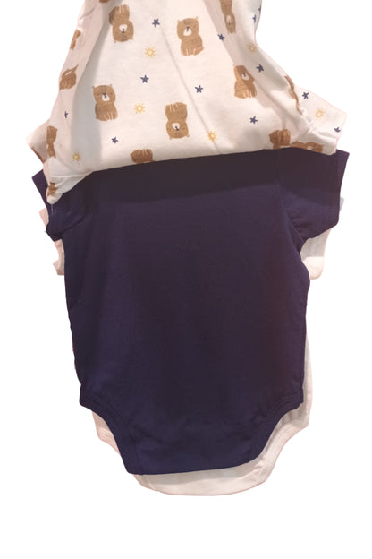 Navy blue onesie on a white background.