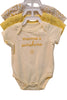 Yellow baby onesie with 'mama's sunshine' text on a white background