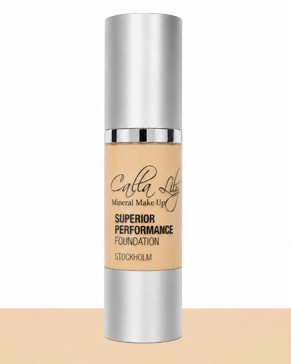 Cailla Lily foundation bottle on a beige background