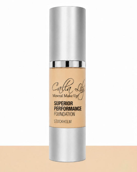 Cailla Lily foundation bottle on a beige background