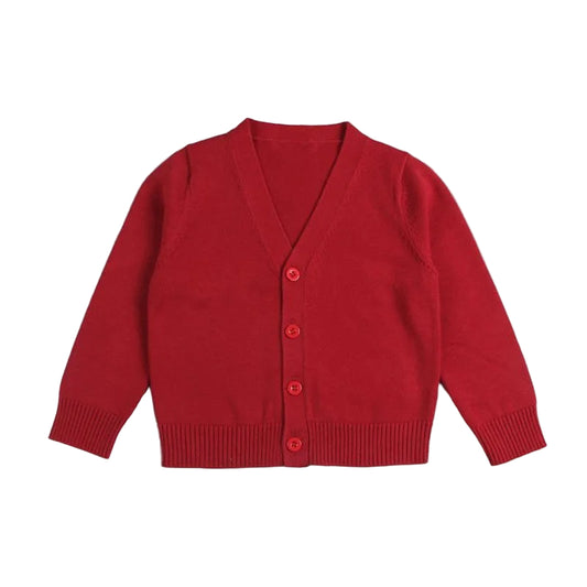 Red cardigan on a white background