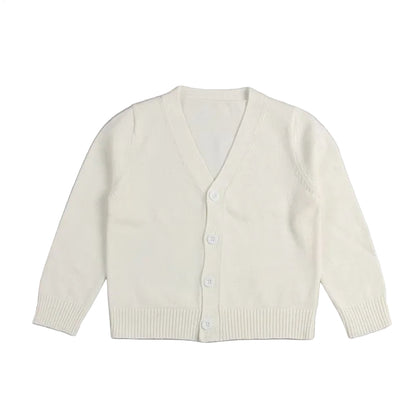 White cardigan on a white background 