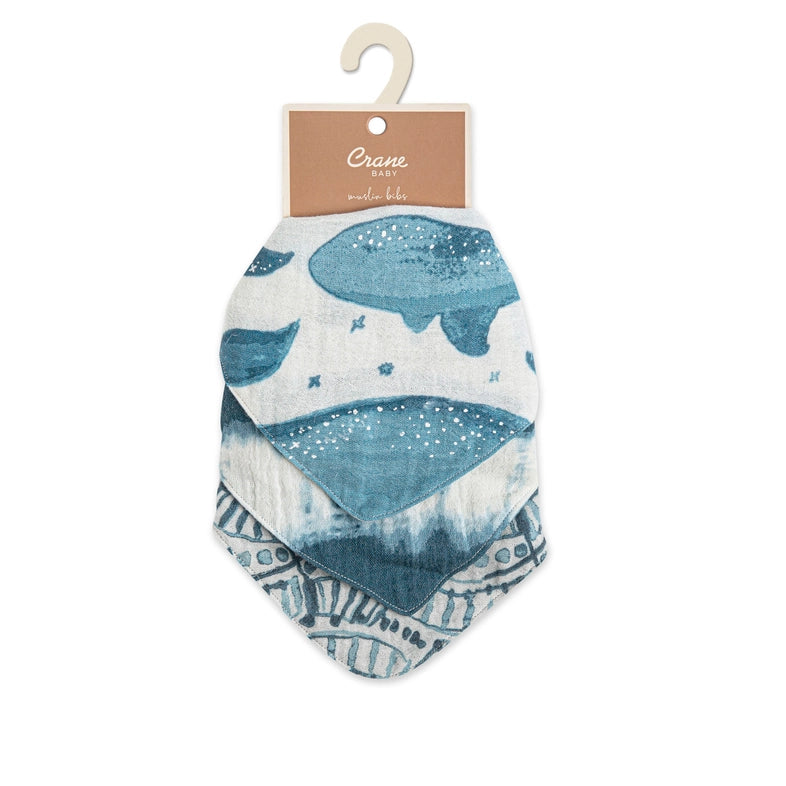 Crane Baby 3-Pc. Muslin Bib Set - Whale