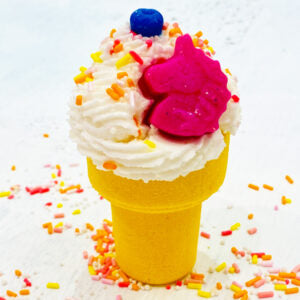 Ice Cream Cone Bath Bomb - Yellow - Fresh Pineapple - Calla Lily Cosmetics + CL kids