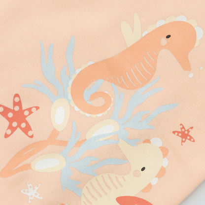 Peach Flick Seahorse and Crab Bodysuits 2pc Set