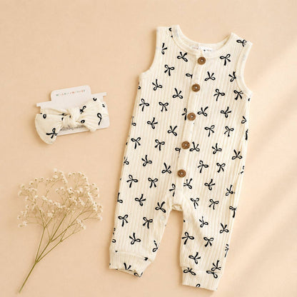 2 Piece Sleeveless Willow + Whimsy Coverall & Headband Set
