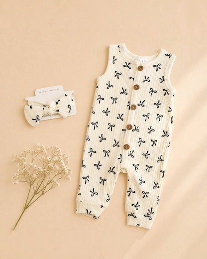 2 Piece Sleeveless Willow + Whimsy Coverall & Headband Set