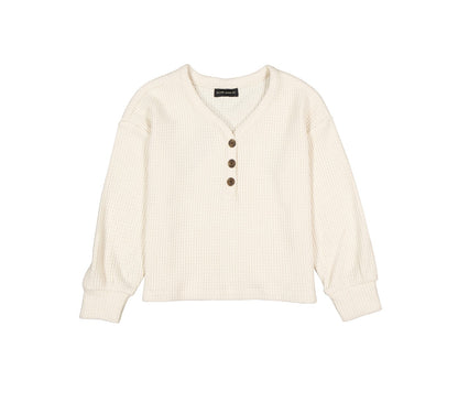 Girl's Soft Thermal Knit Long Sleeve Henley