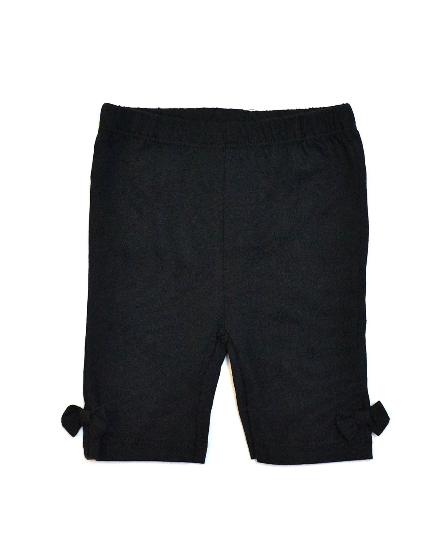 Black shorts with decorative elements on a white background