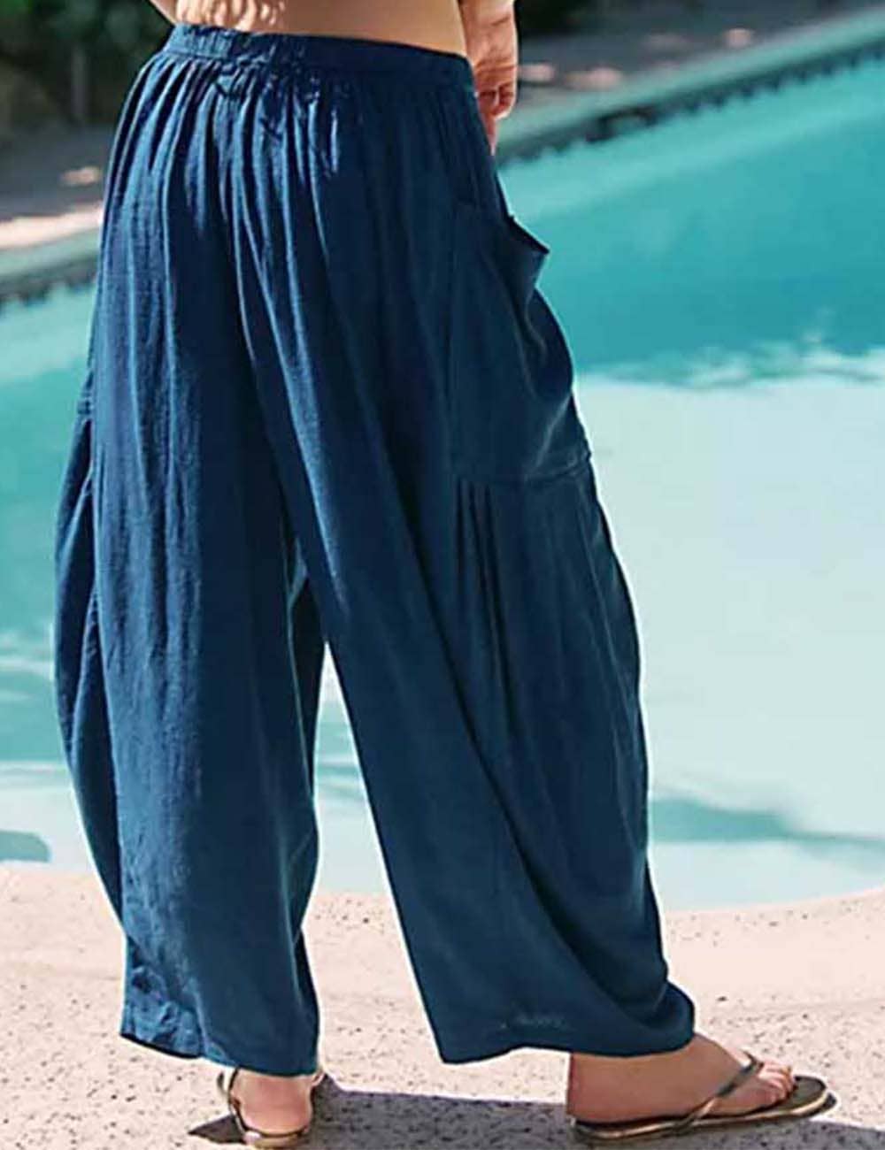 Cotton Wide Leg Pocket Pants