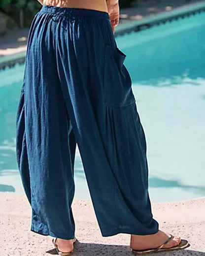 Cotton Wide Leg Pocket Pants