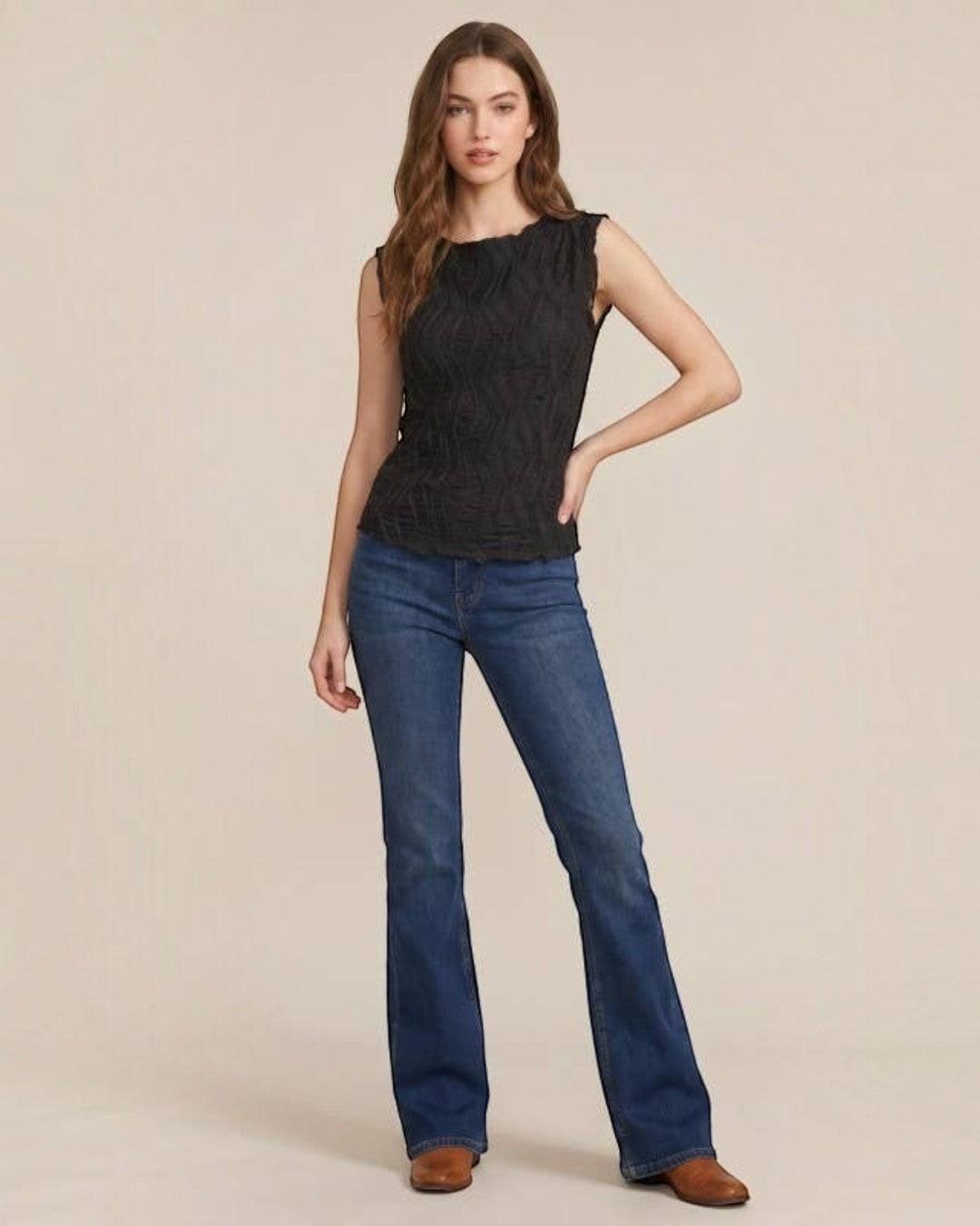 Textured Knit Sleeveless Tank