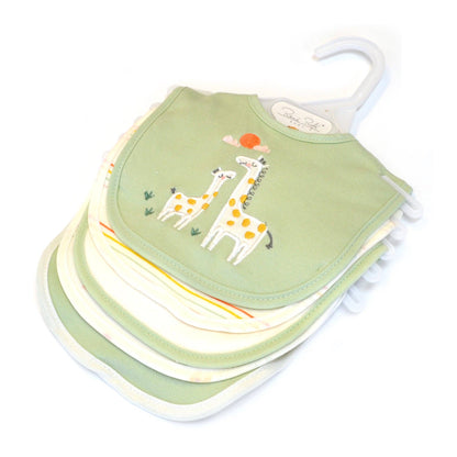5 Pack Soft Giraffe Embroidered Baby Bibs