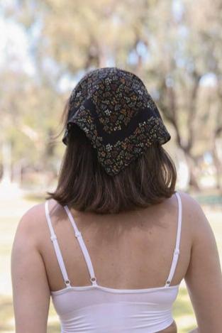 Vintage Floral Bandana - Black