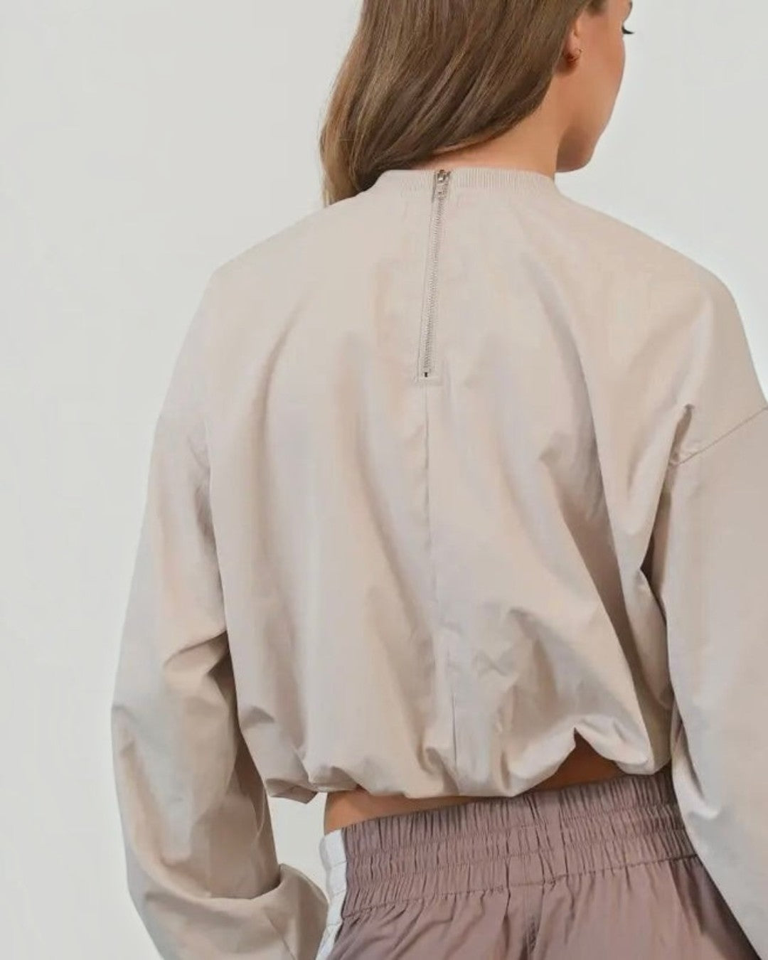Ecru Cropped Top with Back Zipper - Calla Lily Cosmetics + CL kids