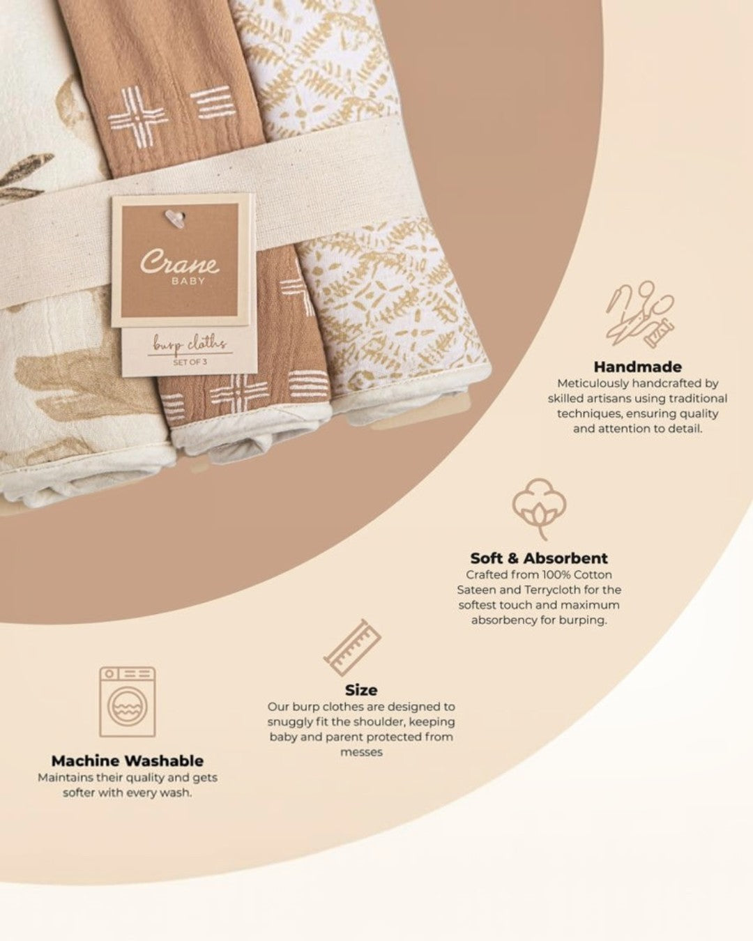 Crane Baby Burp Clothes - Kendi - Calla Lily Cosmetics + CL kids