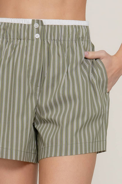 Contrast Waist Boxer Style Shorts
