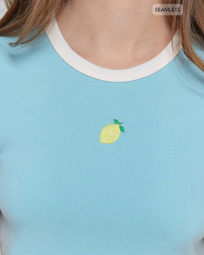 Crew Neck Embroidery Seamless Top