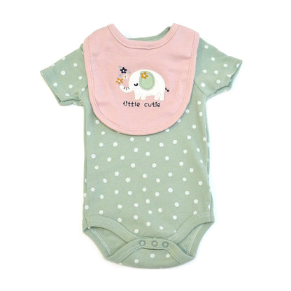 3 pc Elephant Bodysuit Pants & Bib Set