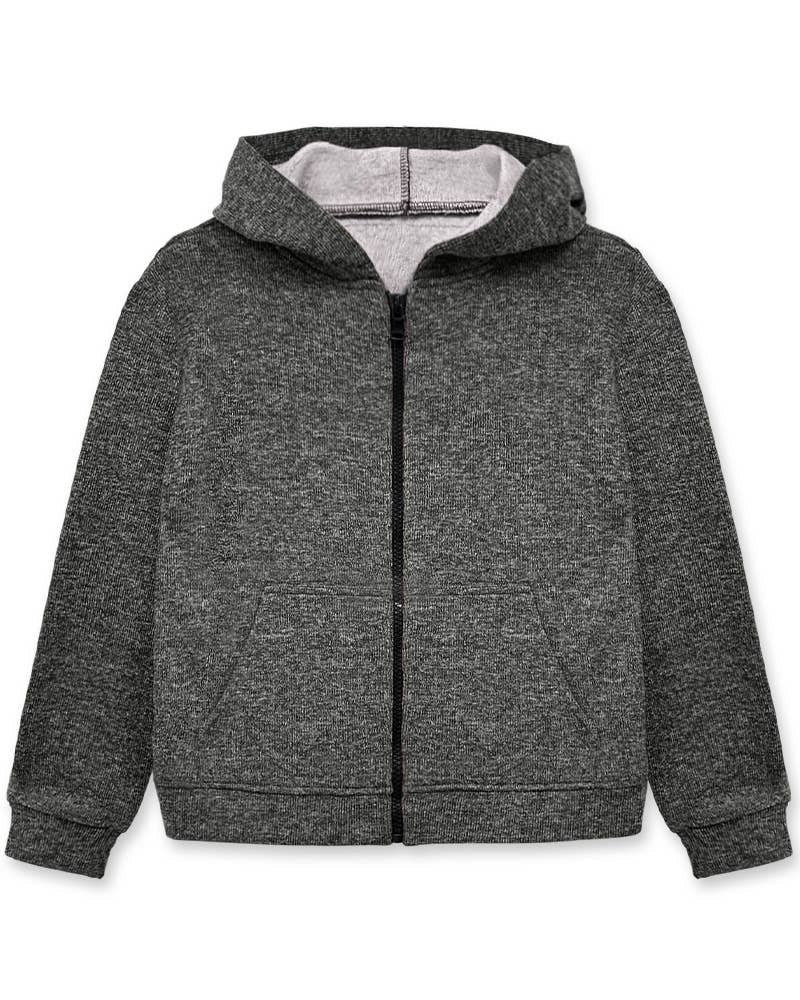 Gray hoodie with a zipper on a white background