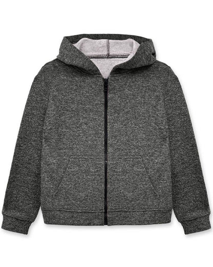 Gray hoodie with a zipper on a white background