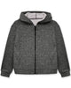 Gray hoodie with a zipper on a white background