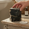 Calla Lily Cosmetics Black Forest Bar Soap with activated charcoal, swirled black and white pattern.