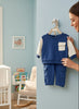 Calla Lily Cosmetics + CL kids navy blue and cream cotton blend jogger set for baby boys.