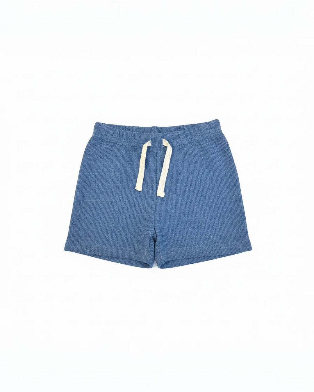 Calla Lily Cosmetics + CL kids blue waffle knit short sleeve top and elastic waist shorts set. Cotton-polyester blend.