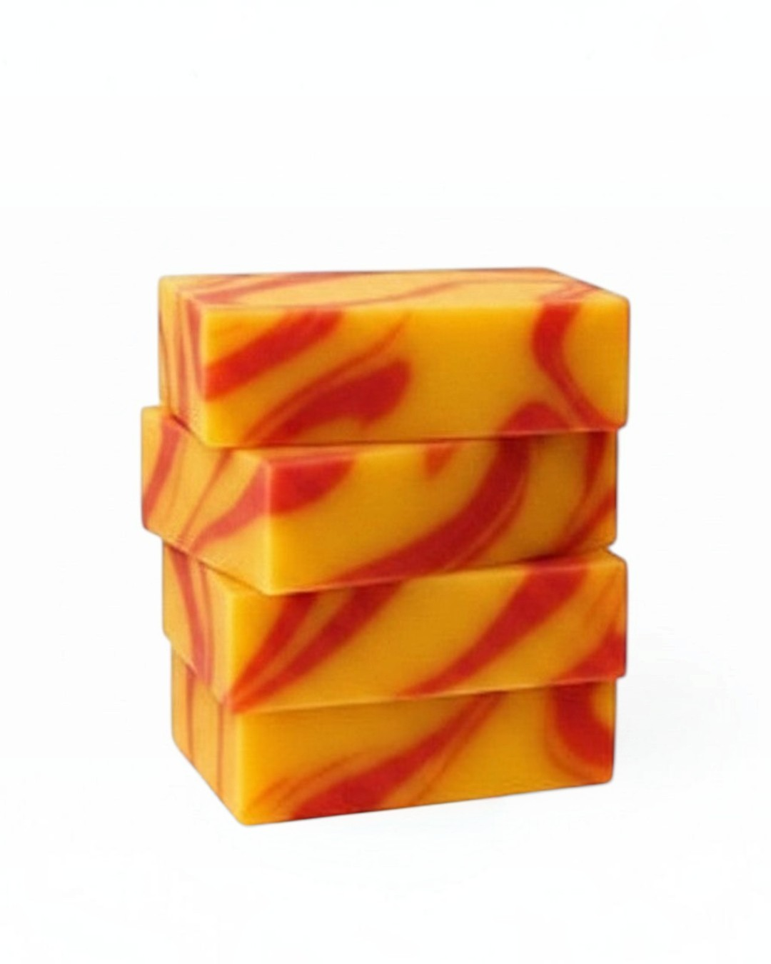 Calla Lily Cosmetics + CL kids Monkey Farts bar soap, swirled yellow and red, natural moisturizing ingredients.